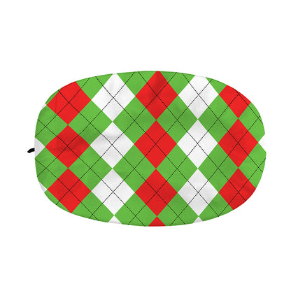 Red Green And White Argyle Pattern Print Car Side Mirror Covers