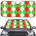 Red Green And White Argyle Pattern Print Car Windshield Sun Shade