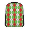 Red Green And White Argyle Pattern Print Casual Backpack