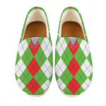 Red Green And White Argyle Pattern Print Casual Shoes