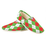Red Green And White Argyle Pattern Print Casual Shoes