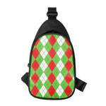 Red Green And White Argyle Pattern Print Chest Bag