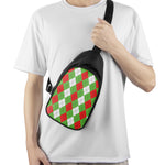 Red Green And White Argyle Pattern Print Chest Bag