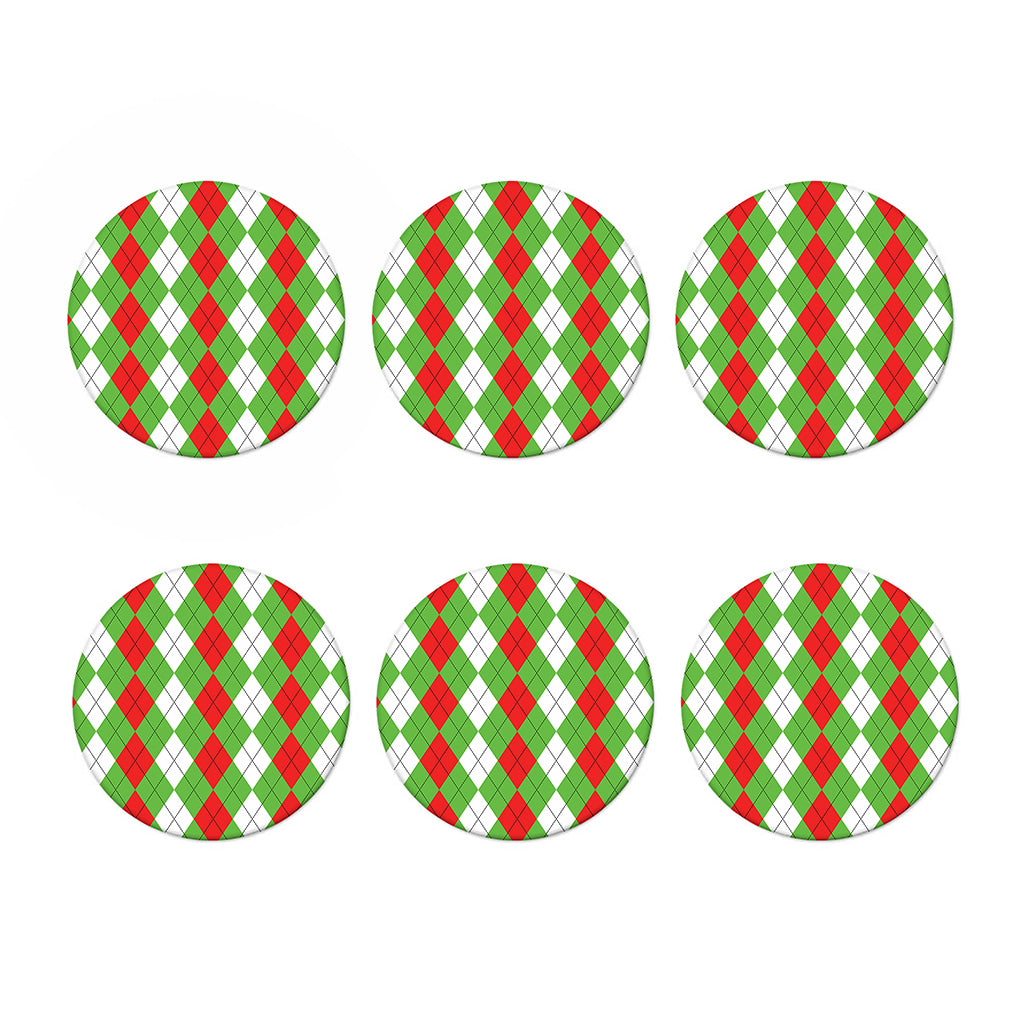 Red Green And White Argyle Pattern Print Coaster Set