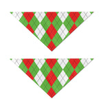 Red Green And White Argyle Pattern Print Dog Bandana