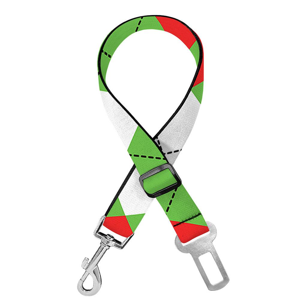 Red Green And White Argyle Pattern Print Dog Seat Belt