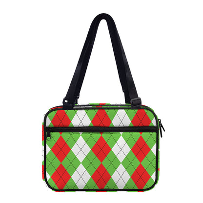 Red Green And White Argyle Pattern Print Double Strap Bible Bag