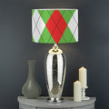 Red Green And White Argyle Pattern Print Drum Lamp Shade