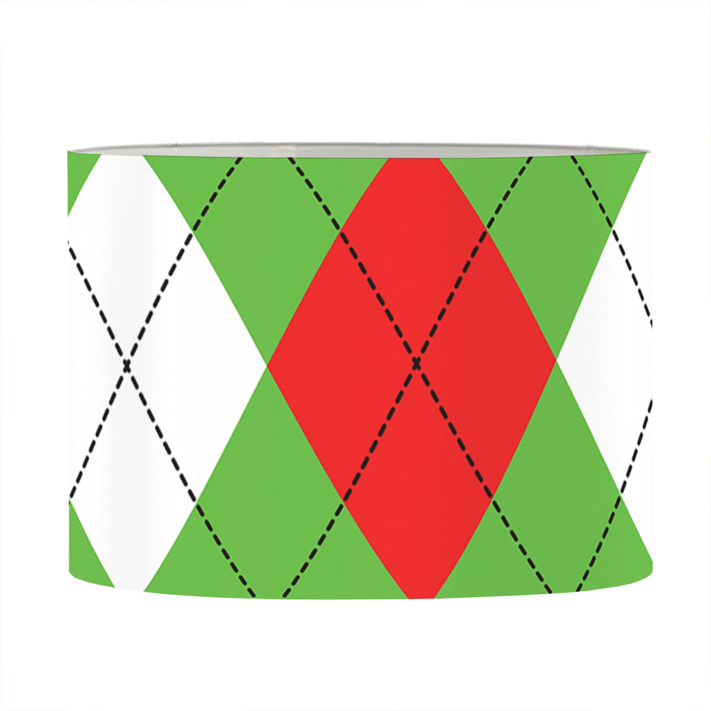 Red Green And White Argyle Pattern Print Drum Lamp Shade