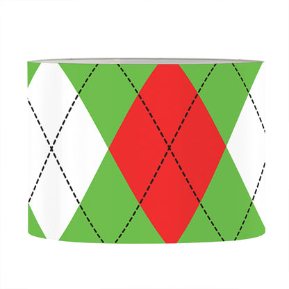 Red Green And White Argyle Pattern Print Drum Lamp Shade