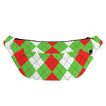Red Green And White Argyle Pattern Print Fanny Pack
