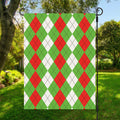Red Green And White Argyle Pattern Print Garden Flag