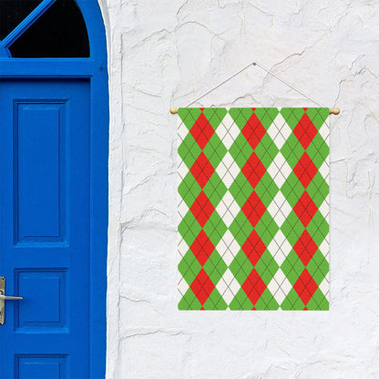 Red Green And White Argyle Pattern Print Garden Flag