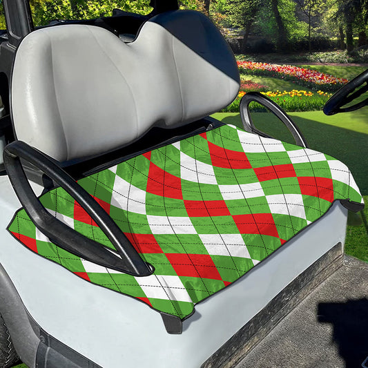 Red Green And White Argyle Pattern Print Golf Cart Seat Cover