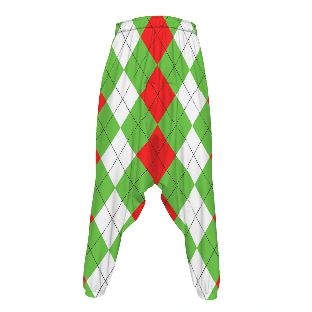 Red Green And White Argyle Pattern Print Hammer Pants