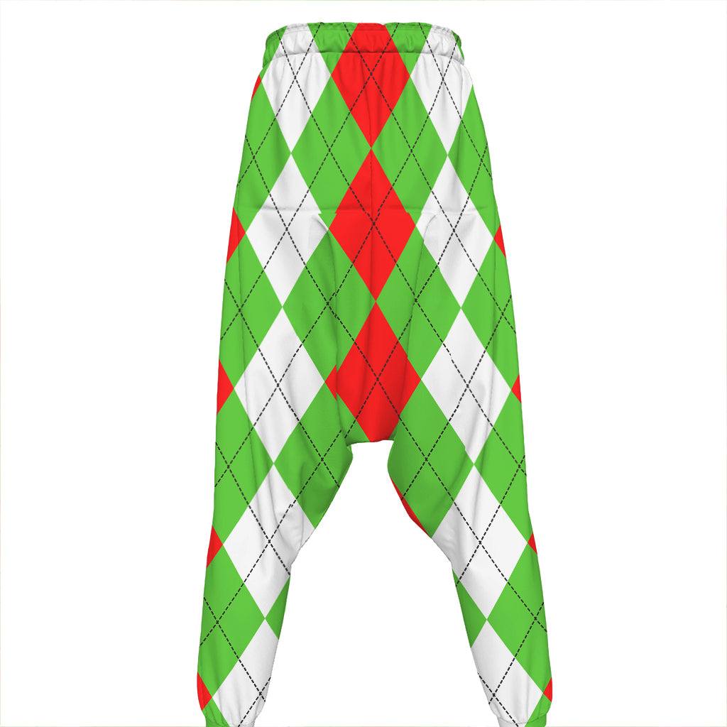 Red Green And White Argyle Pattern Print Hammer Pants