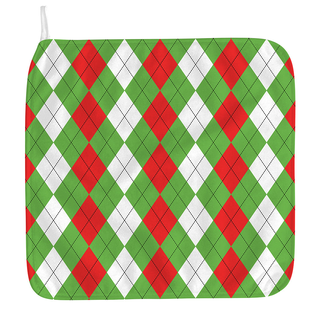 Red Green And White Argyle Pattern Print Hand Towel