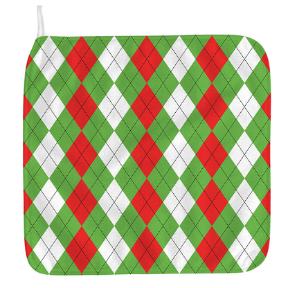 Red Green And White Argyle Pattern Print Hand Towel