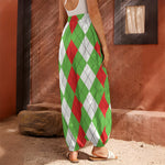 Red Green And White Argyle Pattern Print Harem Pants