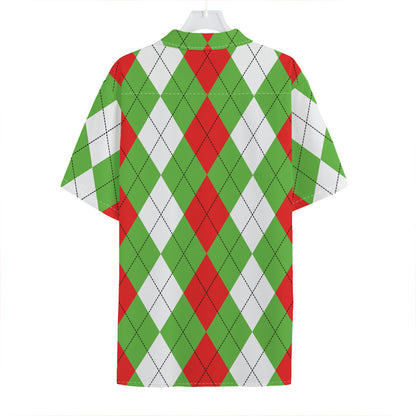 Red Green And White Argyle Pattern Print Hawaiian Shirt