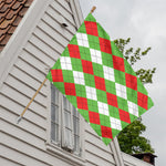 Red Green And White Argyle Pattern Print House Flag