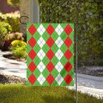 Red Green And White Argyle Pattern Print House Flag