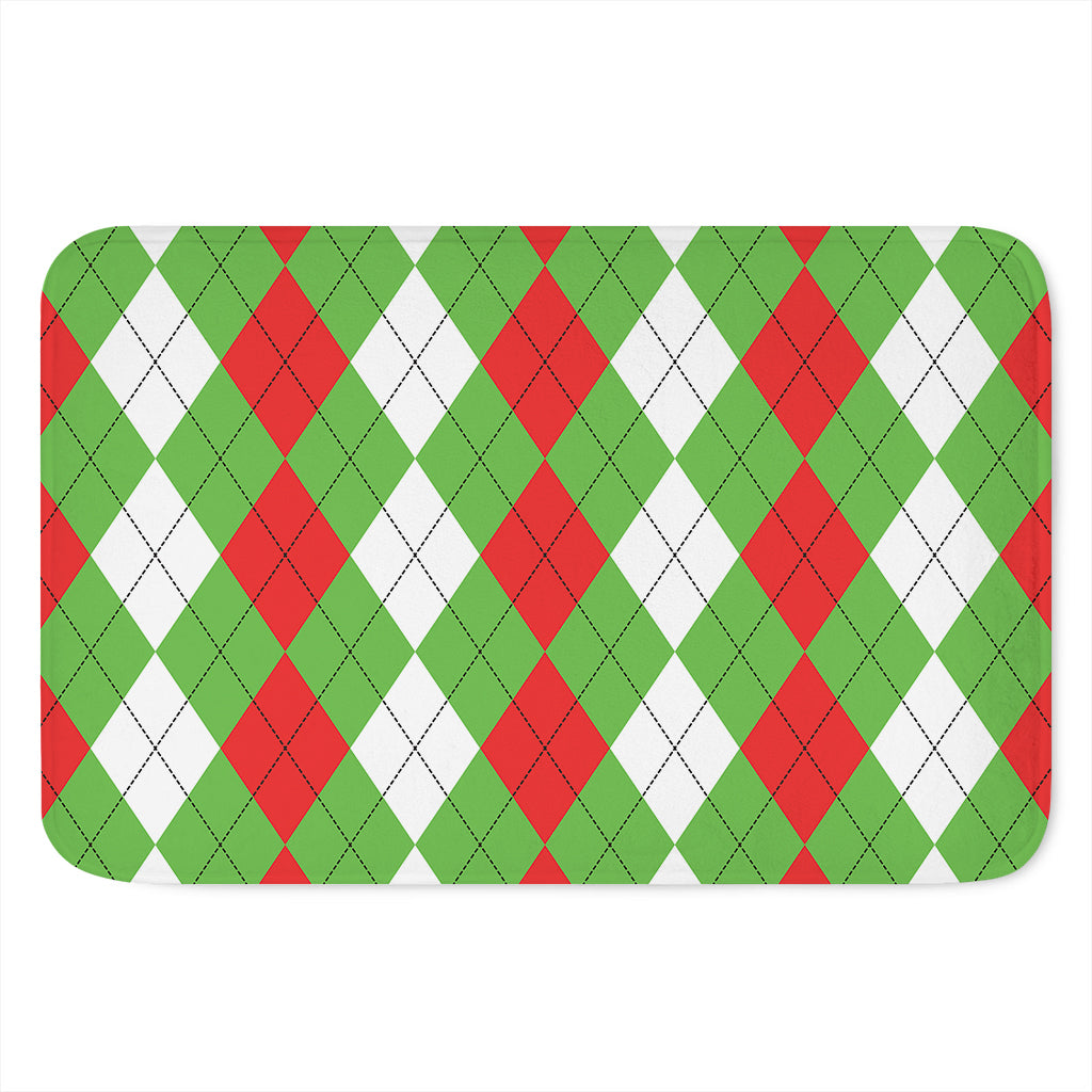 Red Green And White Argyle Pattern Print Indoor Door Mat
