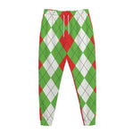 Red Green And White Argyle Pattern Print Jogger Pants