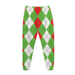Red Green And White Argyle Pattern Print Jogger Pants