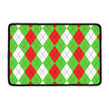 Red Green And White Argyle Pattern Print Kitchen Mat
