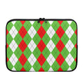 Red Green And White Argyle Pattern Print Laptop Sleeve