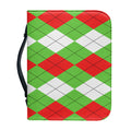 Red Green And White Argyle Pattern Print Leather Bible Cover