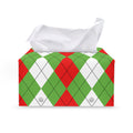 Red Green And White Argyle Pattern Print Leather Tissue Box Cover