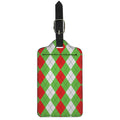 Red Green And White Argyle Pattern Print Luggage Tag