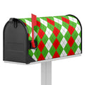 Red Green And White Argyle Pattern Print Mailbox Cover