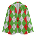 Red Green And White Argyle Pattern Print Men's Blazer