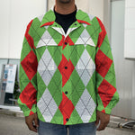 Red Green And White Argyle Pattern Print Men's Shirt Jacket