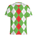 Red Green And White Argyle Pattern Print Men's Athletic T-Shirt