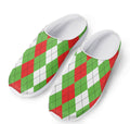 Red Green And White Argyle Pattern Print Mesh Casual Shoes