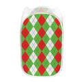 Red Green And White Argyle Pattern Print Mesh Laundry Hamper