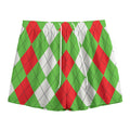 Red Green And White Argyle Pattern Print Mesh Shorts