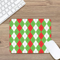 Red Green And White Argyle Pattern Print Mouse Pad