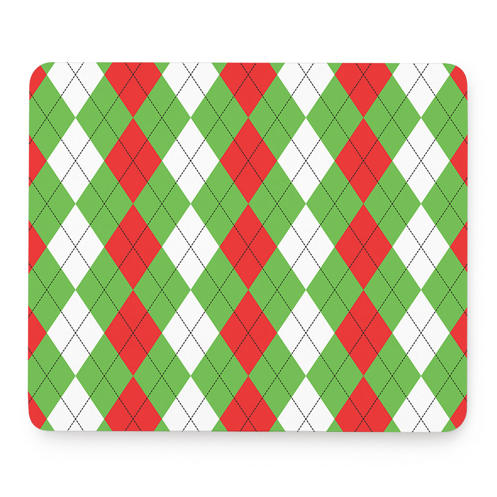 Red Green And White Argyle Pattern Print Mouse Pad