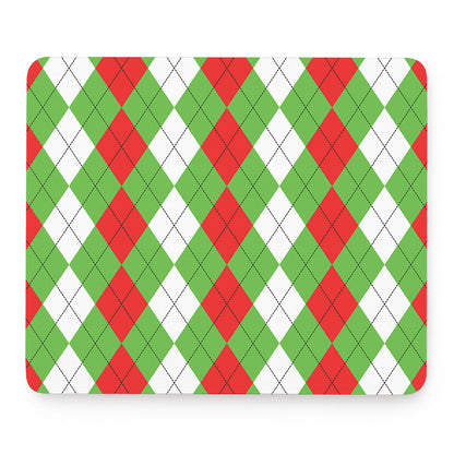 Red Green And White Argyle Pattern Print Mouse Pad