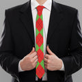 Red Green And White Argyle Pattern Print Necktie