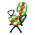 Red Green And White Argyle Pattern Print Office Chair Cover