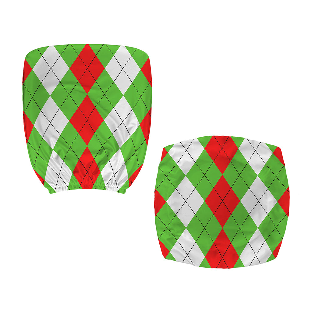 Red Green And White Argyle Pattern Print Office Chair Cover