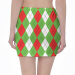 Red Green And White Argyle Pattern Print Pencil Mini Skirt