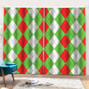 Red Green And White Argyle Pattern Print Pencil Pleat Curtains