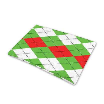 Red Green And White Argyle Pattern Print Pet Cooling Mat Cover